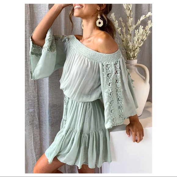 off the shoulder mini summer dress - Picture 2 of 6